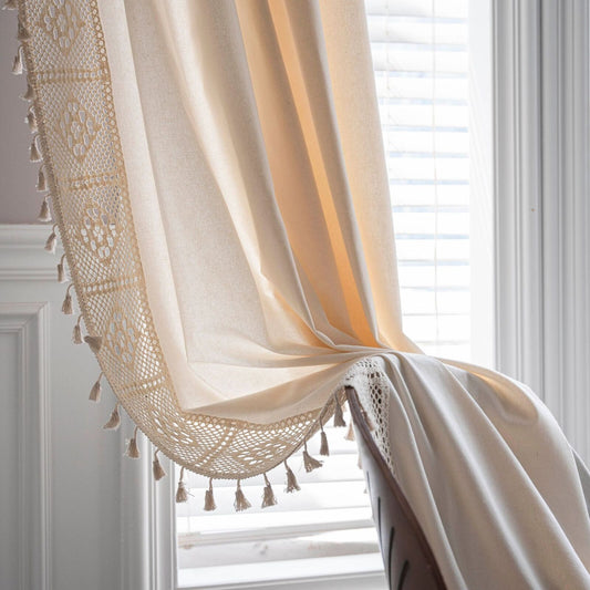 Stylish Milk White Curtains, Semi-transparent Cotton Linen