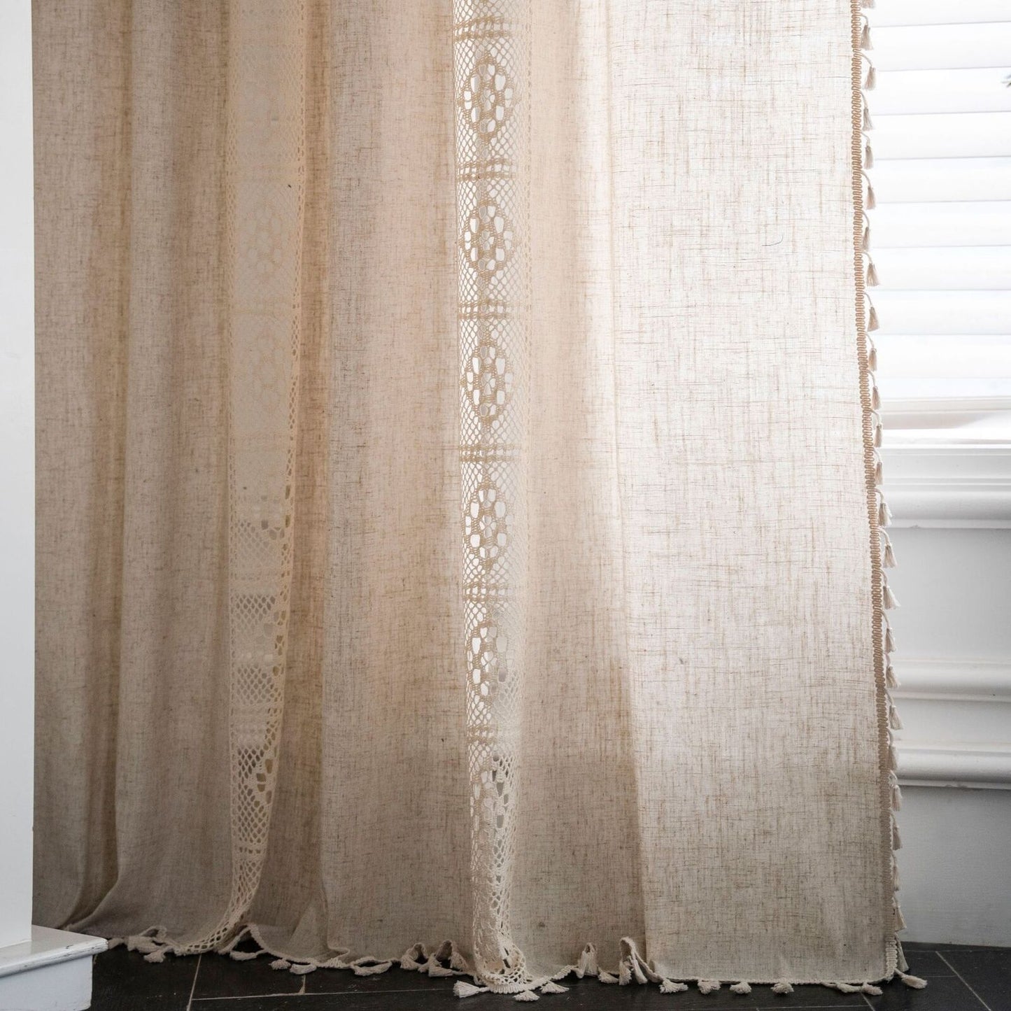 Elegant Hollow Hook Knitting Polyester Blend Dad Curtains