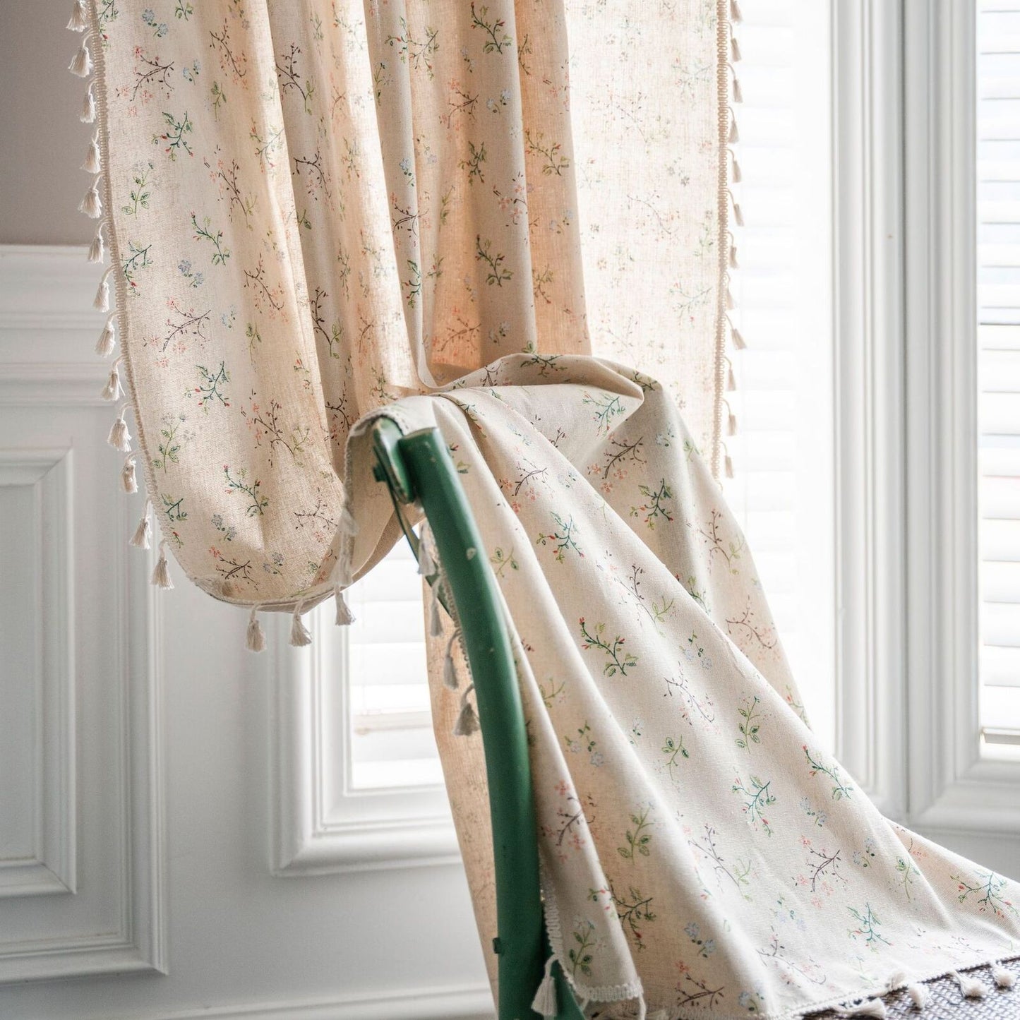 Curtains with Small Floral Pattern Window Decoration