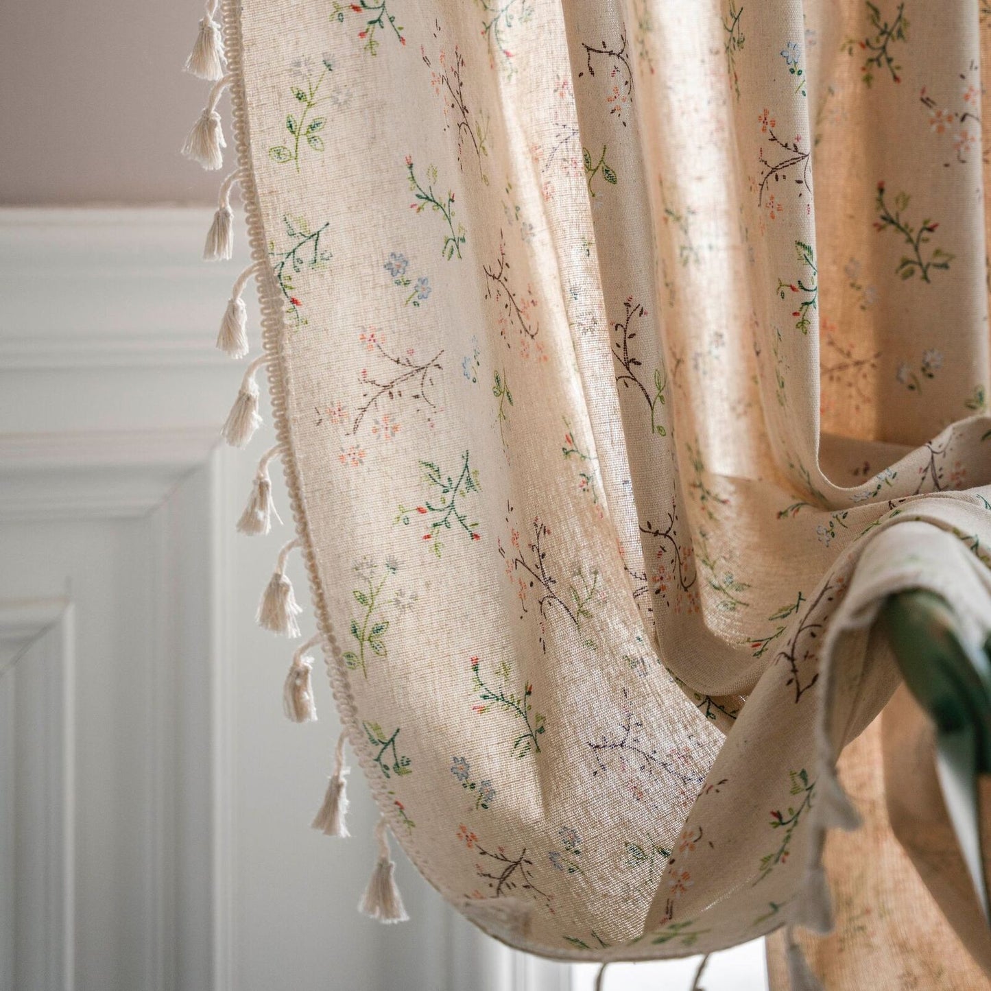 Curtains with Small Floral Pattern Window Decoration