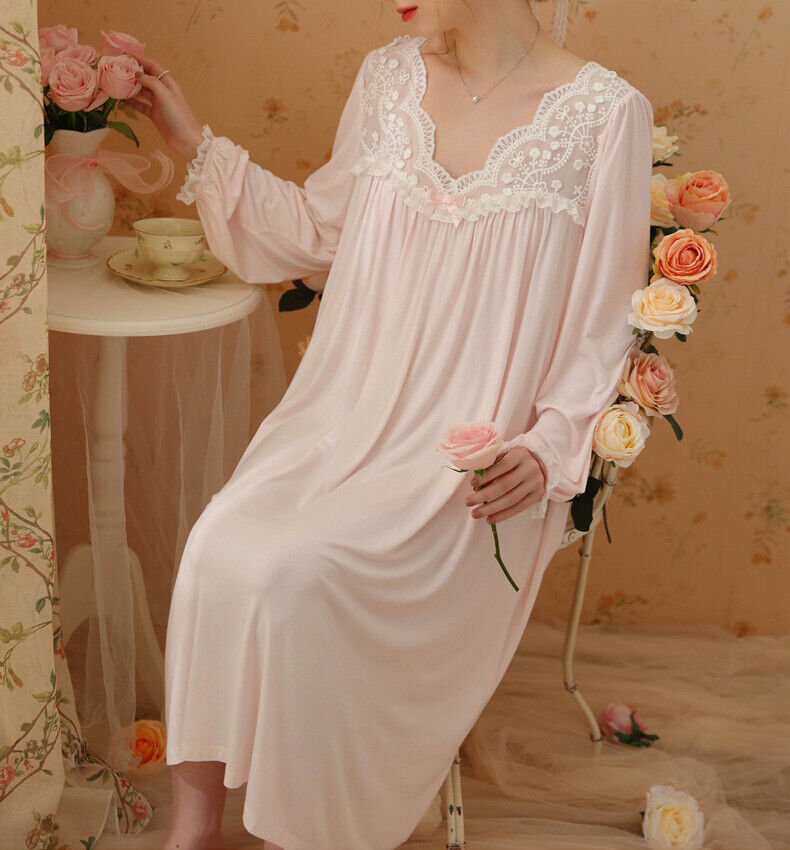 Princess Nightdress Long Sleeve Modal Cotton Mid-Length