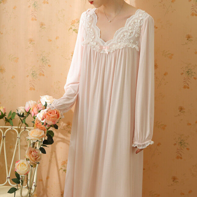 Princess Nightdress Long Sleeve Modal Cotton Mid-Length