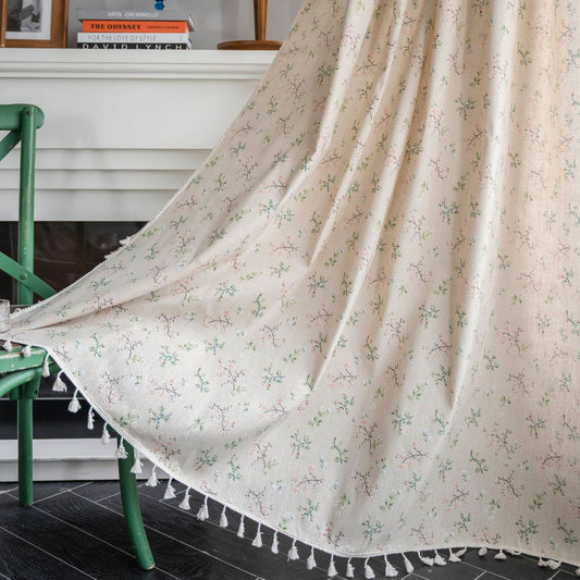 Curtains with Small Floral Pattern Window Decoration