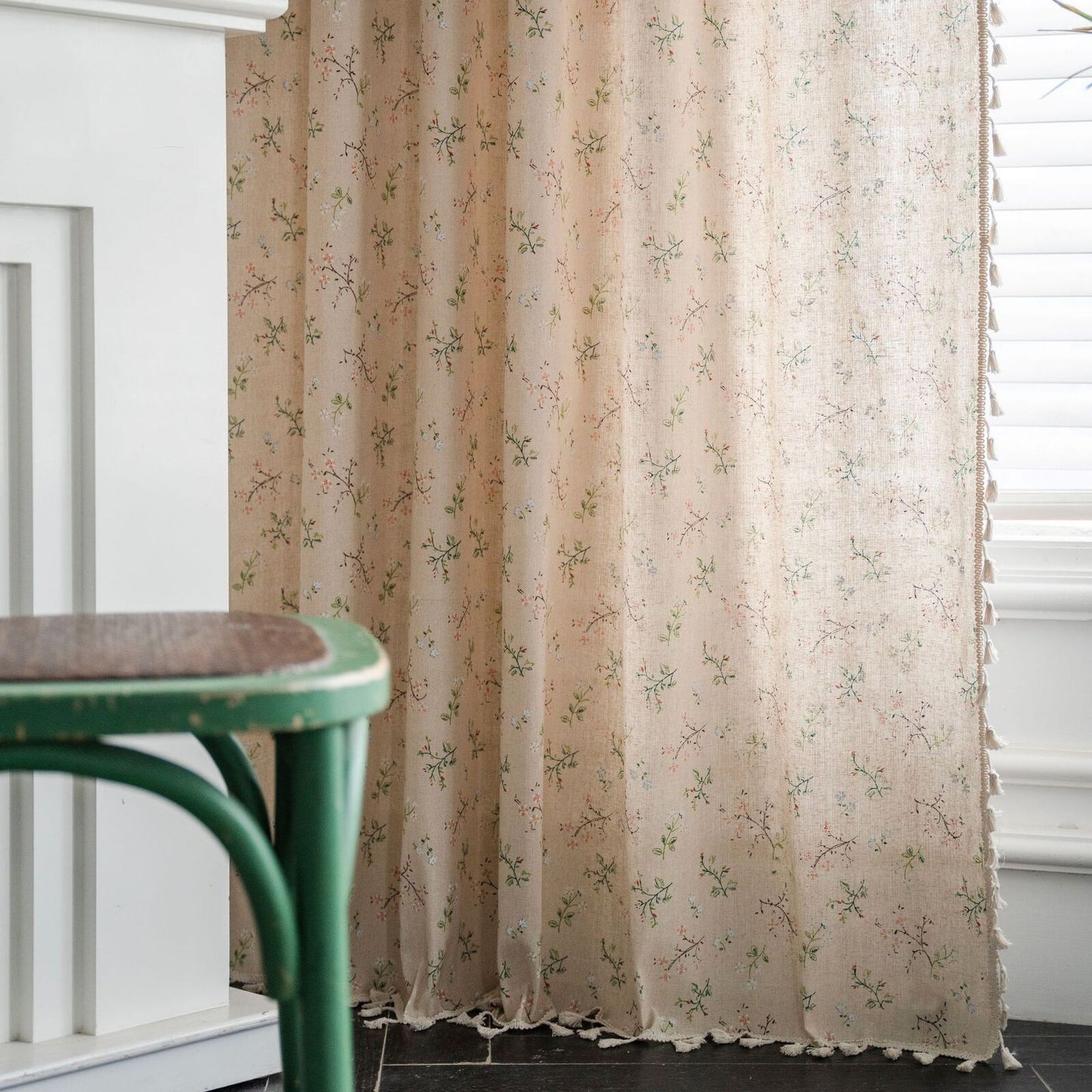 Curtains with Small Floral Pattern Window Decoration