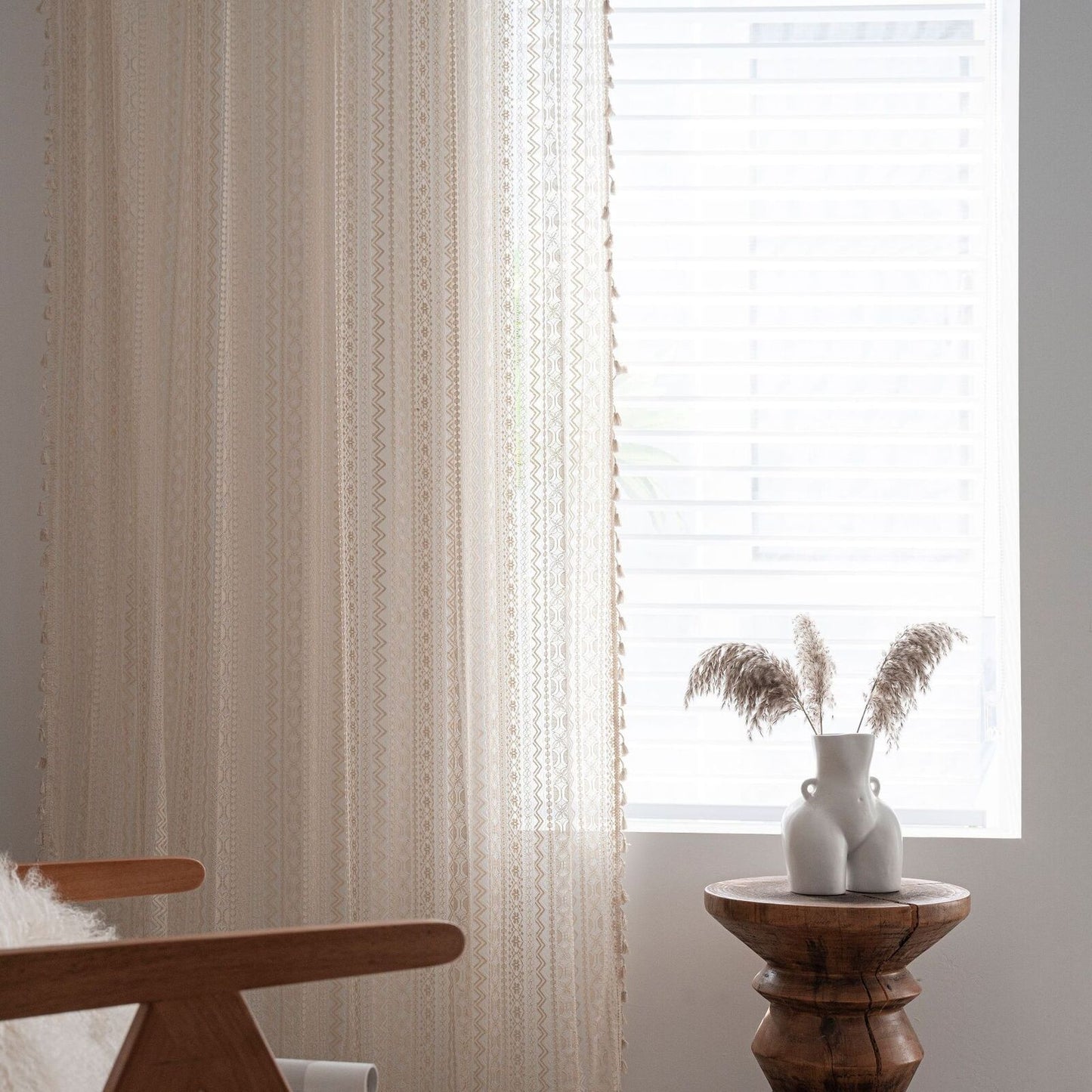 Curtains with Geometric Hollowing for Kitchen and Living Room