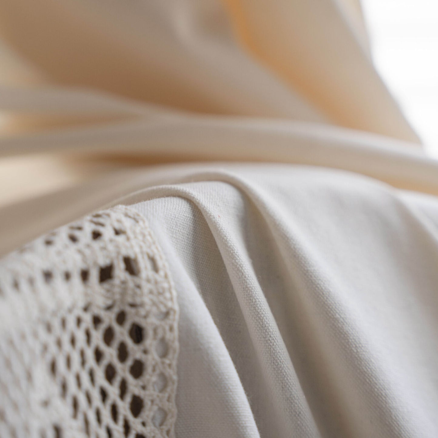 Stylish Milk White Curtains, Semi-transparent Cotton Linen