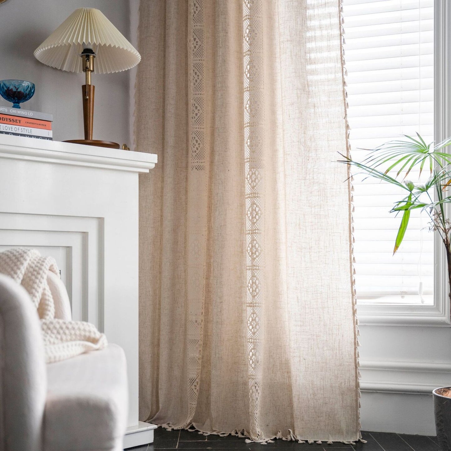 Elegant Hollow Hook Knitting Polyester Blend Dad Curtains