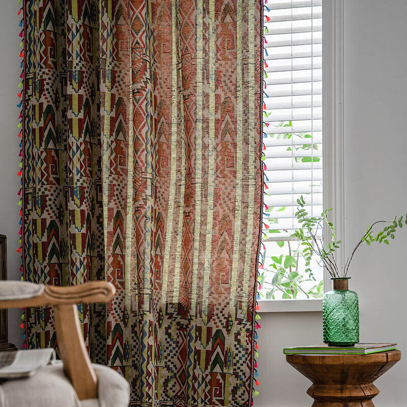 Bohemian Style Colorful Curtains for Kitchen, Bedroom, and Living Room