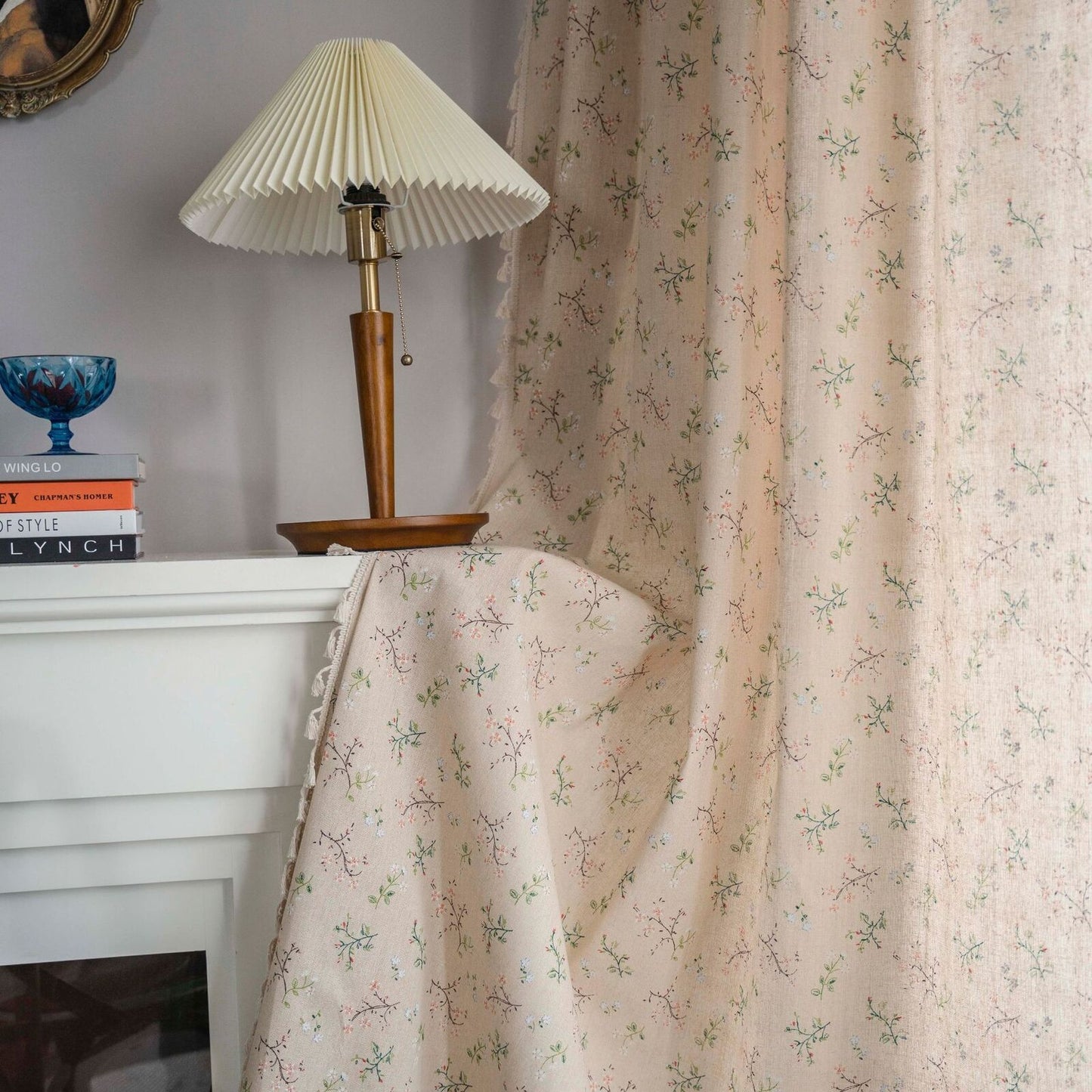 Curtains with Small Floral Pattern Window Decoration