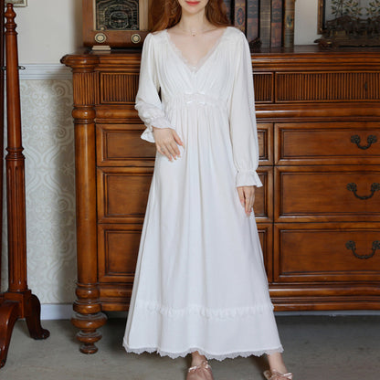 Cotton long-sleeved dress sweet pajamas