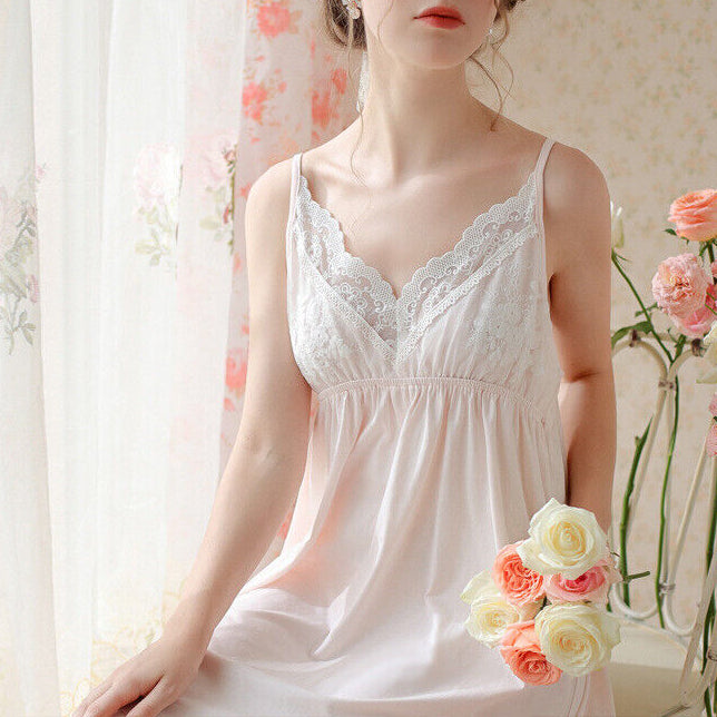 Nightdress Women's Summer Cotton Loose Long Sweet Pajamas