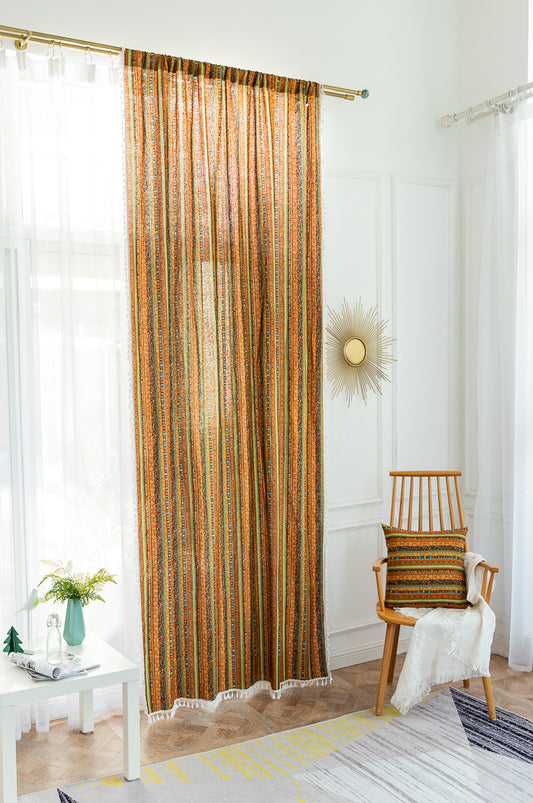 Tassel striped curtains