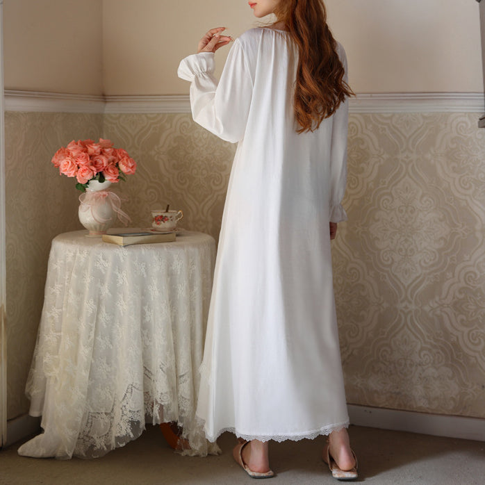 Cotton long-sleeved dress sweet pajamas