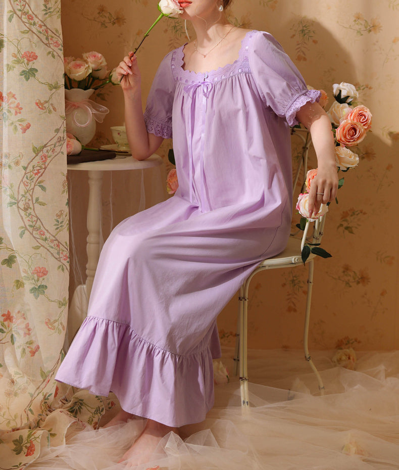 Short-sleeved long loose pajamas