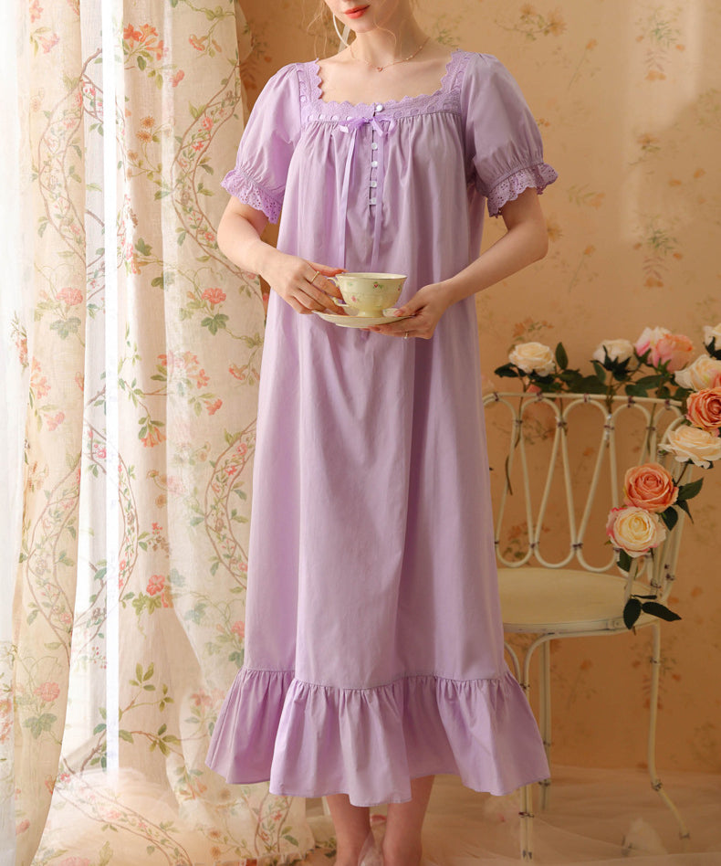 Short-sleeved long loose pajamas