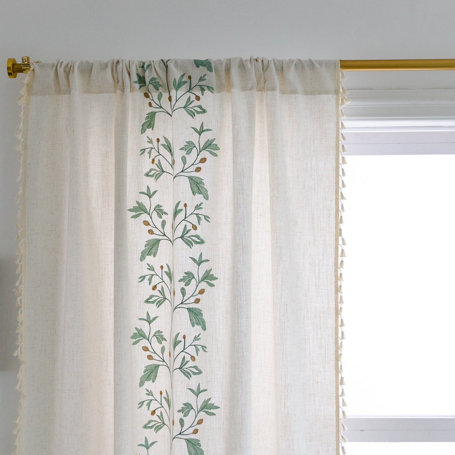 Embroidered cotton and linen curtains