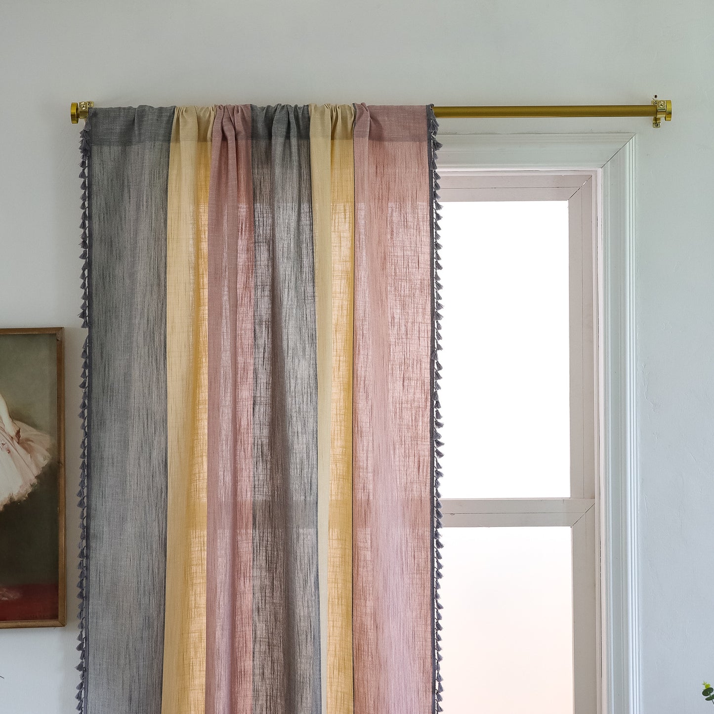 Cotton and linen color matching curtains