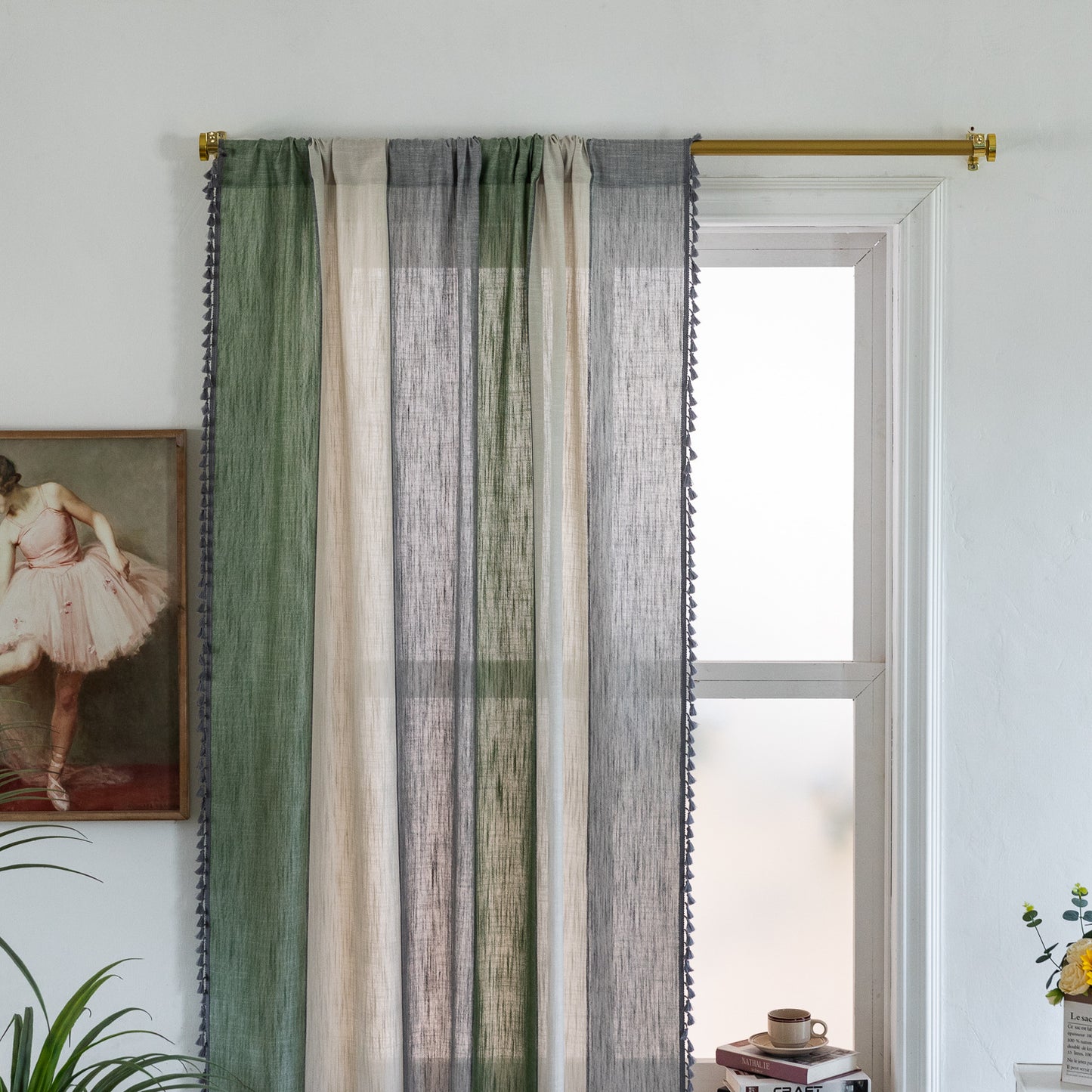 Cotton and linen color matching curtains