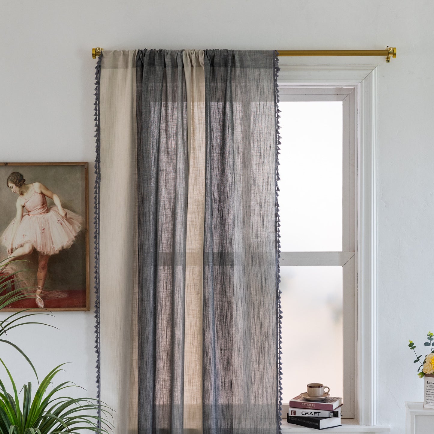 Cotton and linen color matching curtains