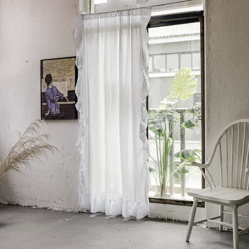 Cotton and linen pleated curtains