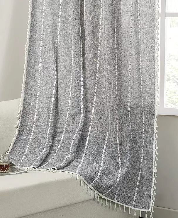 Striped semi-blackout curtains