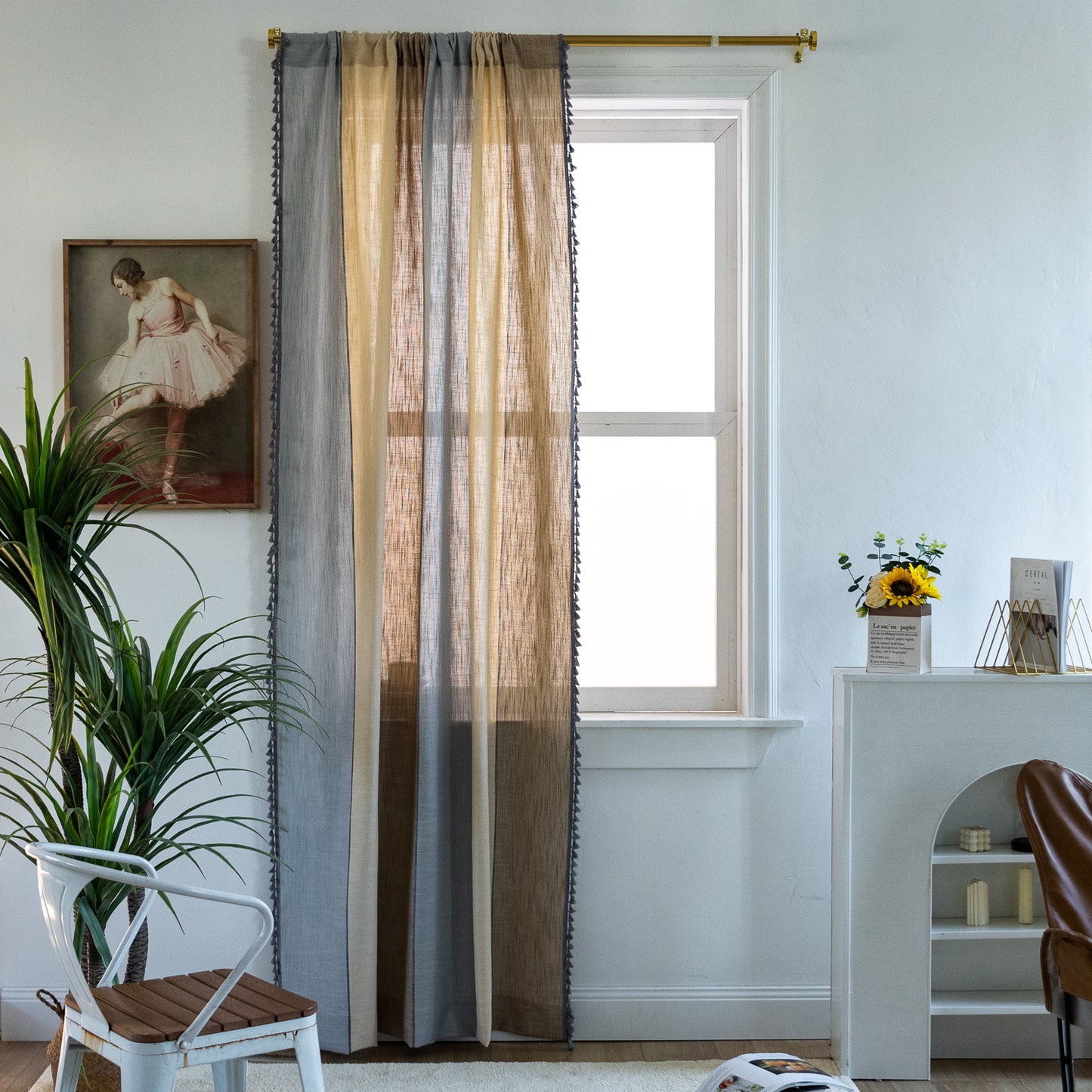 Cotton and linen color matching curtains