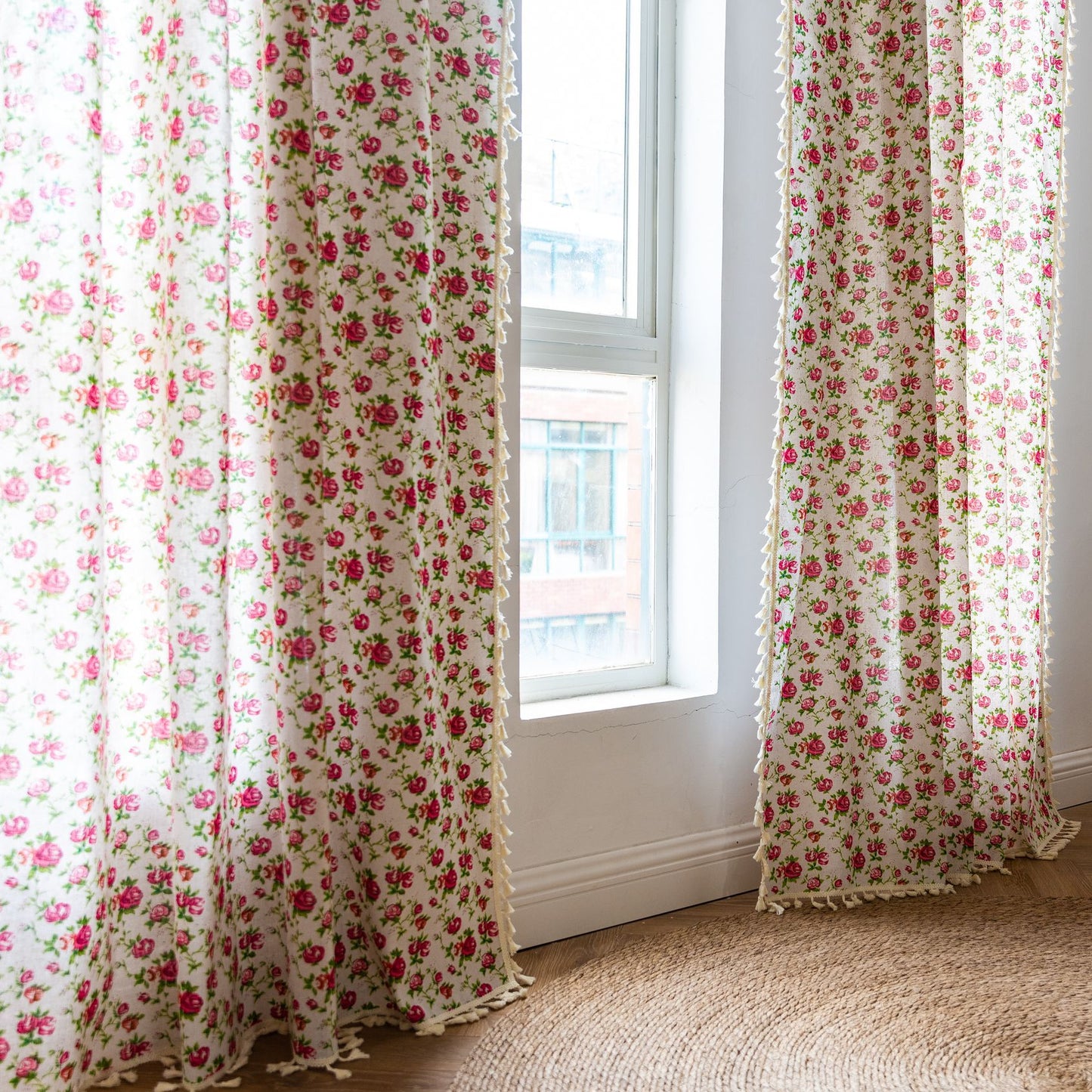 Tassel cotton and linen curtains