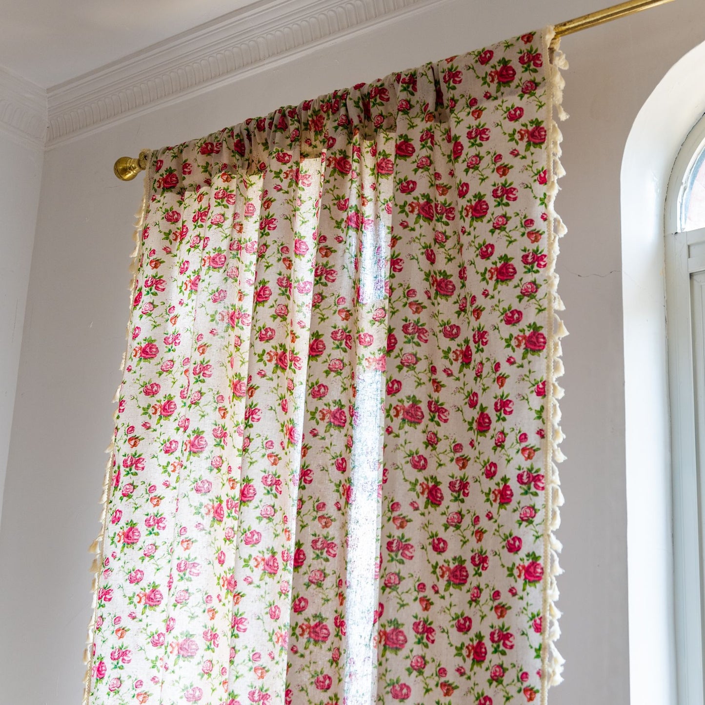 Tassel cotton and linen curtains