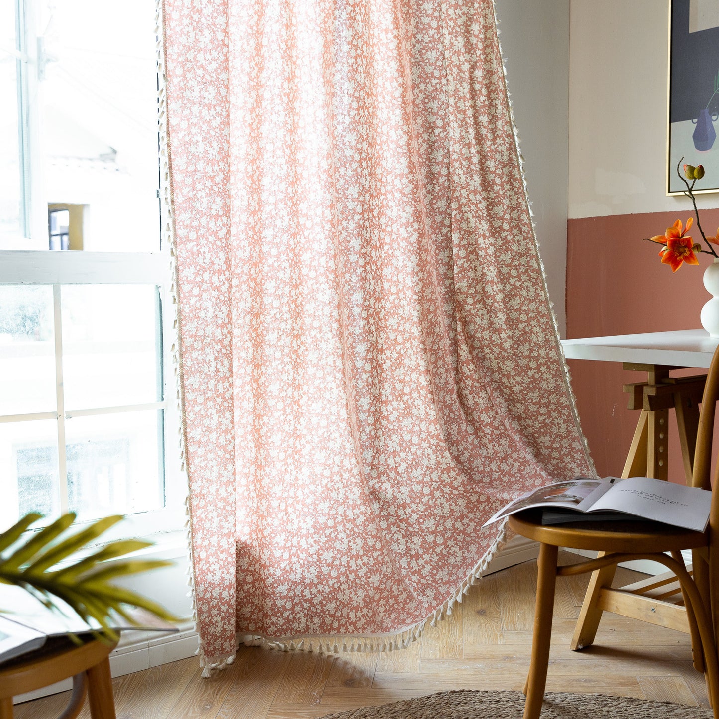 Fabric floral curtains