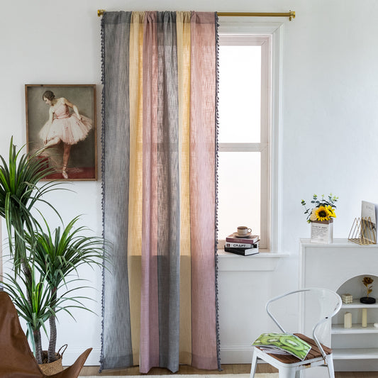 Cotton and linen color matching curtains