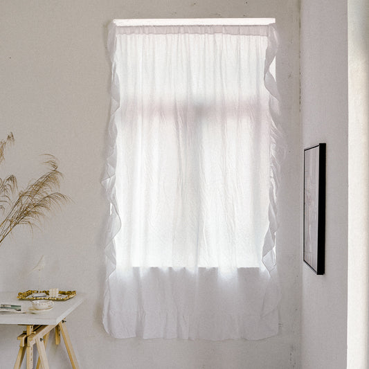 Cotton and linen pleated curtains