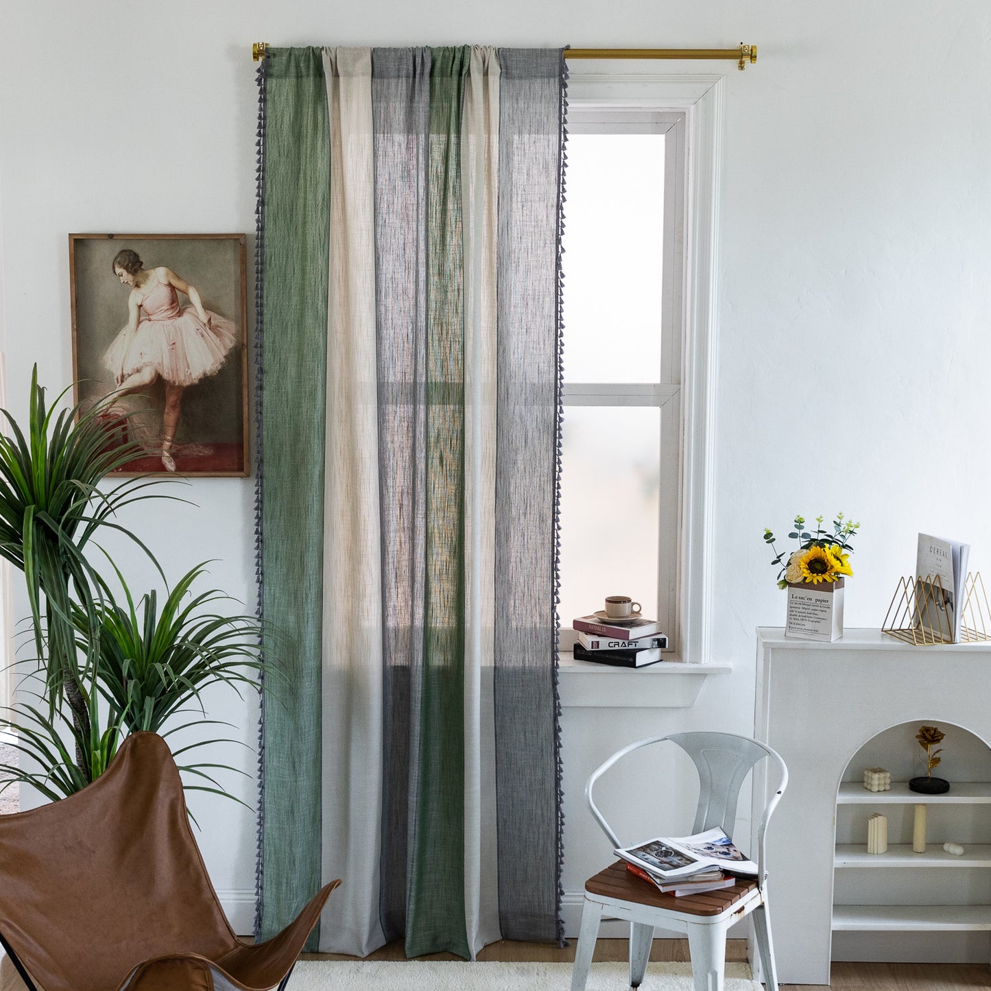 Cotton and linen color matching curtains