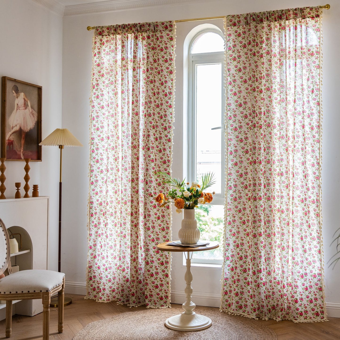 Tassel cotton and linen curtains