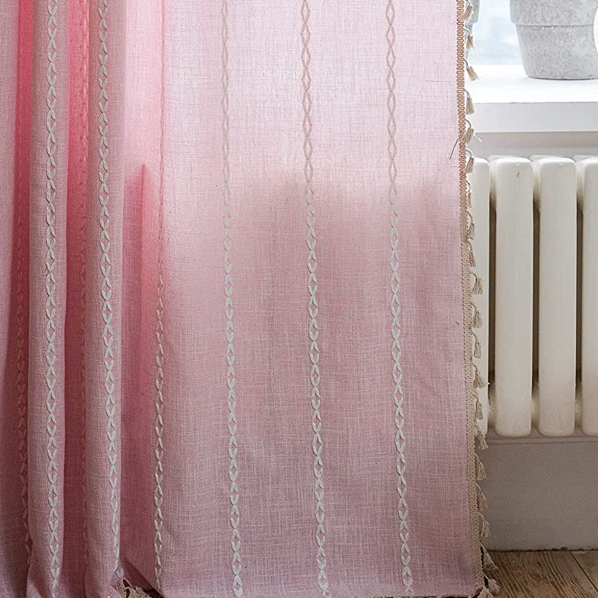 Striped semi-blackout curtains