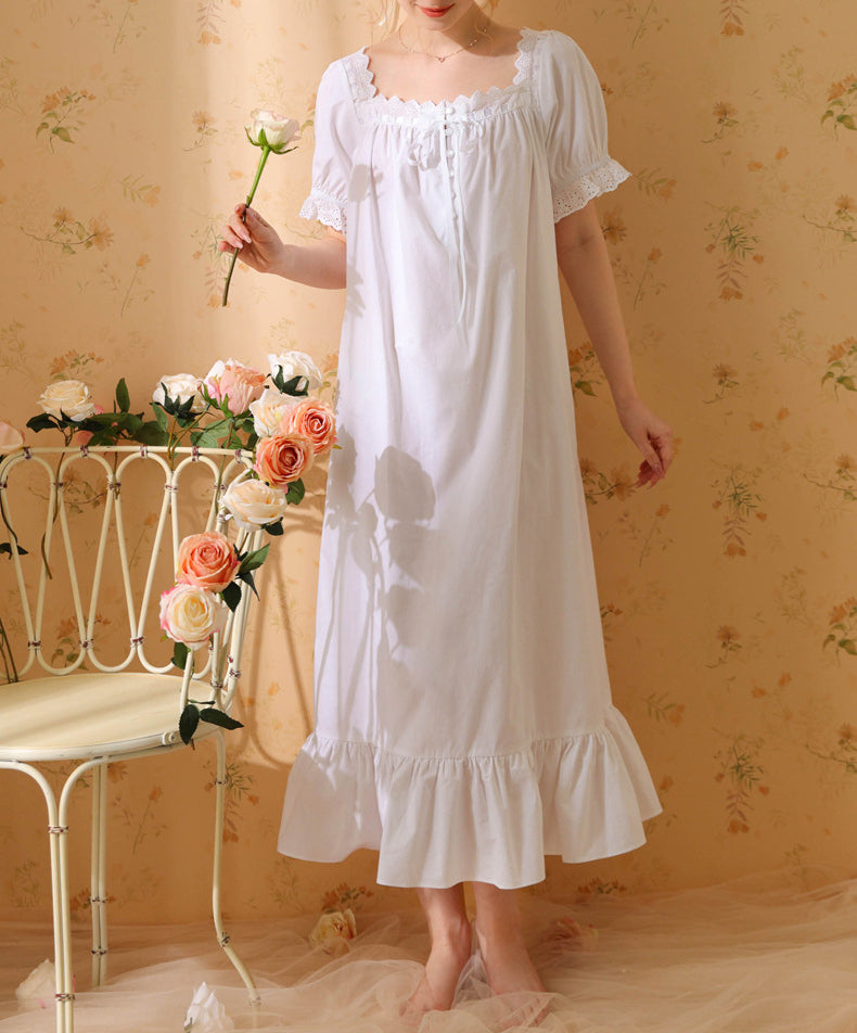 Short-sleeved long loose pajamas