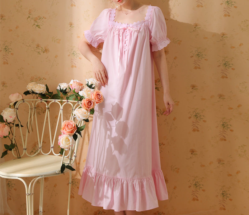 Short-sleeved long loose pajamas