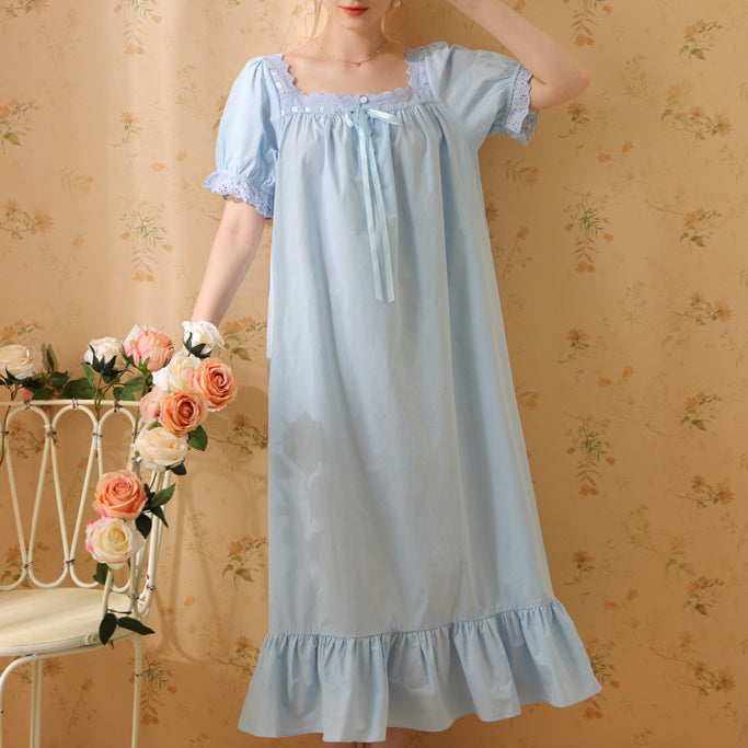 Short-sleeved long loose pajamas